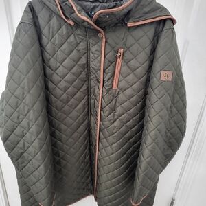 Lauren Ralph Lauren Petite Faux Leather Trim Hooded Quilted Coat